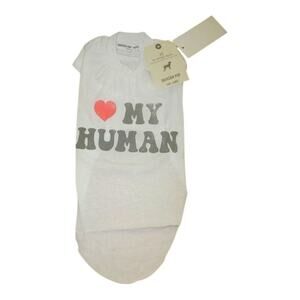 NEW Grayson Pup Love My Human Dog Tee Size S White